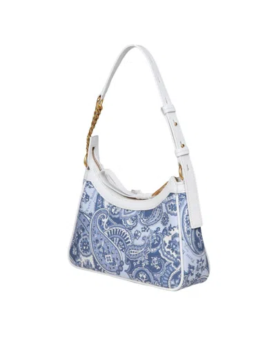 Shop Balmain Canvas Shoulder Bag In Blue