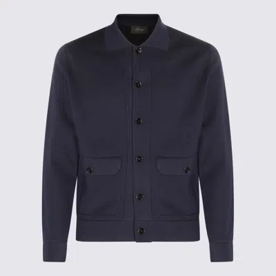 Shop Brioni Navy Cotton And Cashmere Blend Casual Jacket In Blue