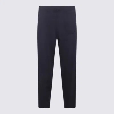Shop Brioni Navy Cotton Cashmere And Silk Blend Pants In Blue