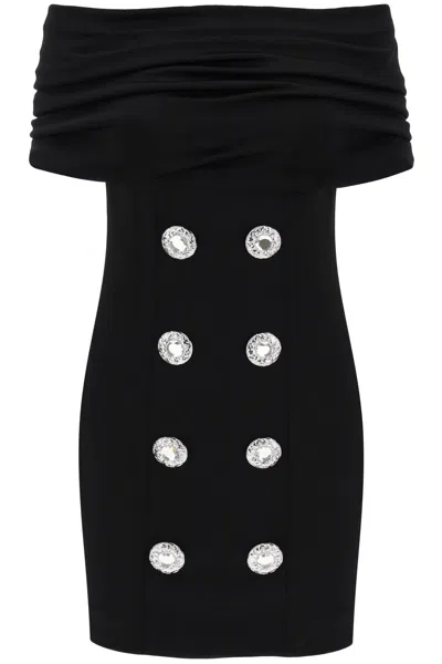 Shop Balmain Mini Dress With Boat Neckline Women In Black