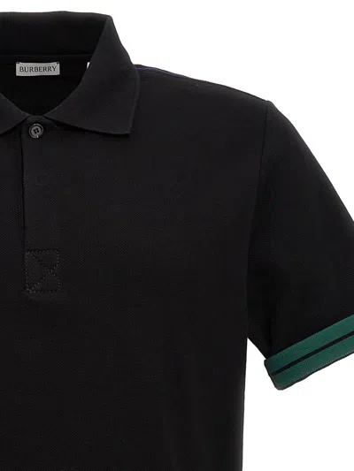 Shop Burberry Sleeve-turn-up Polo Shirt In Black
