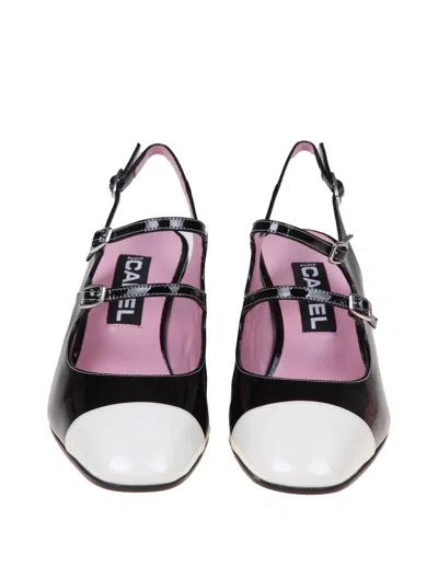 Shop Carel Paris Mary Jane Shoe In Calfskin In Black/ivory