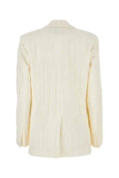 Shop Blumarine Woman Ivory Polyester Blazer In White