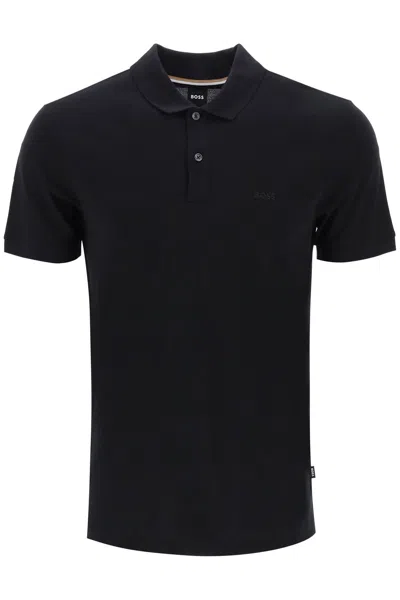 Shop Hugo Boss Boss Organic Cotton Pallas Polo Shirt Men In Black