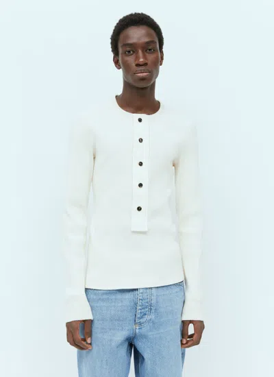 Shop Bottega Veneta Men Raised Placket Sweater In White