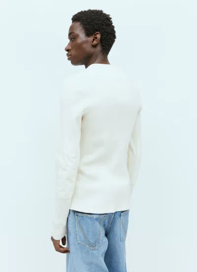Shop Bottega Veneta Men Raised Placket Sweater In White