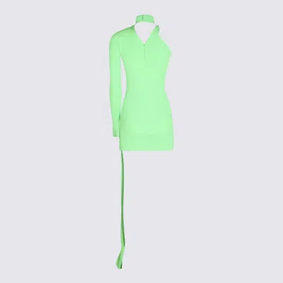 Shop David Koma Green Neon Asymmetric Mini Dress