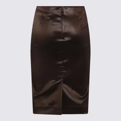 Shop Dolce & Gabbana Brown Midi Skirt