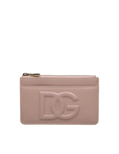 Shop Dolce & Gabbana Leather Card Holder In Powder