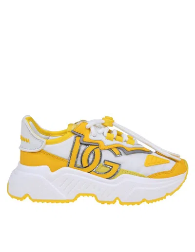 Shop Dolce & Gabbana Nylon And Suede Sneakers In Lemon