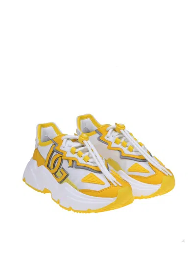 Shop Dolce & Gabbana Nylon And Suede Sneakers In Lemon