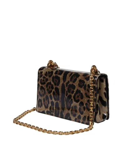 Shop Dolce & Gabbana Shoulder Bag In Shiny Calfskin In Leo