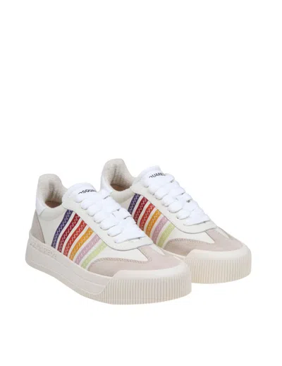 Shop Dsquared2 Leather And Suede Sneakers In White/multicolor