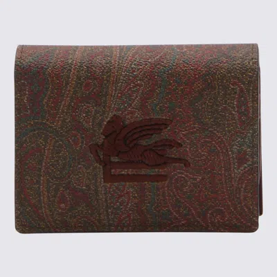 Shop Etro Dark Red Leather Cardholder In Brown