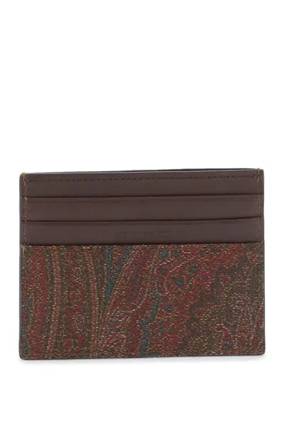 Shop Etro Paisley Card Holder In Brown