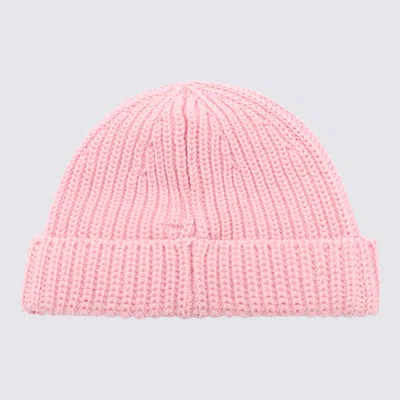 Shop Etro Pink Wool Logo Beanie Hat