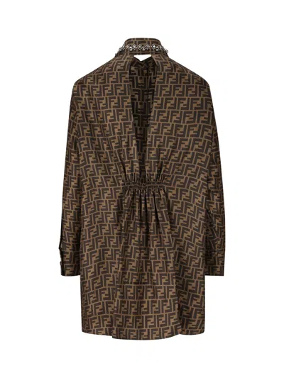 Shop Fendi Dresses In Tobacco