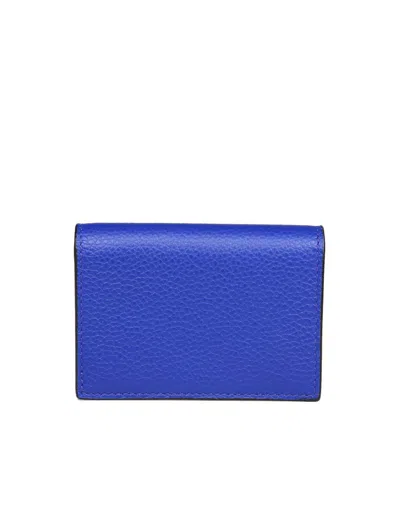 Shop Ferragamo Card Holder In Soft Leather In Lapis