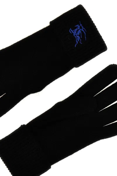 Shop Burberry Women 'equestrian Knight Design' Gloves In Black