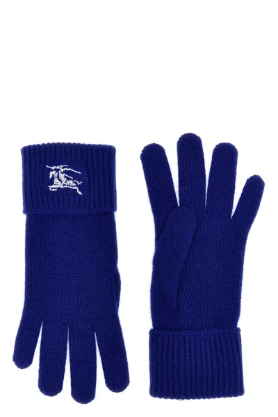 Shop Burberry Women 'equestrian Knight Design' Gloves In Blue