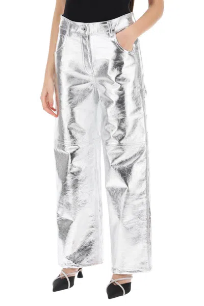 Shop Interior Sterling Pants In Laminated Leather In Silver