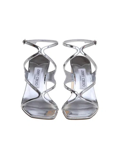 Shop Jimmy Choo Mirror Effect Leather Sandals In Silver