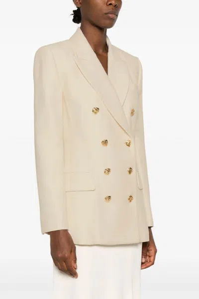 Chloé Double-breasted Blazer With Gold-tone Buttons In White