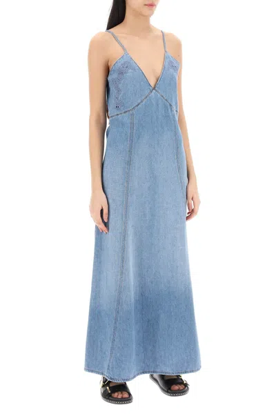 Shop Chloé Chloe' Denim Maxi Dress For Women Women In Blue