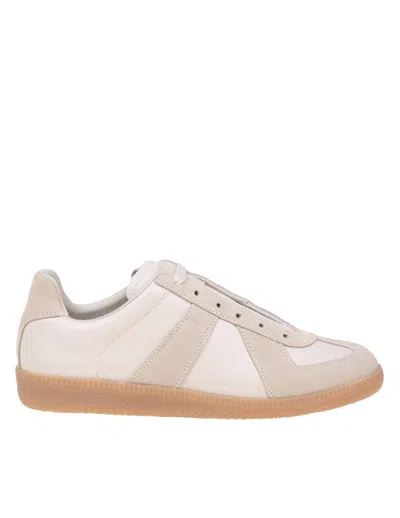 Shop Maison Margiela Suede And Fabric Sneakers In Beige