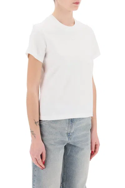 Shop Courrèges Courreges Crewneck T-shirt With Logo Women In White