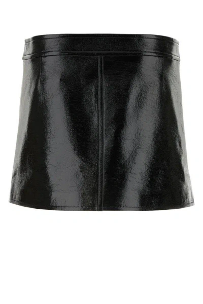 Shop Courrèges Courreges Woman Black Vinyl Mini Skirt