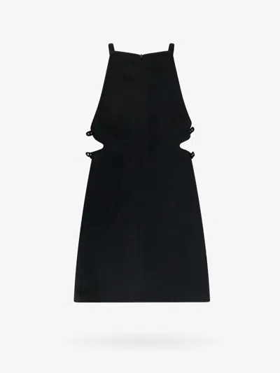 Shop Courrèges Courreges Woman Slash Buckle Twill Dress Woman Black Dresses
