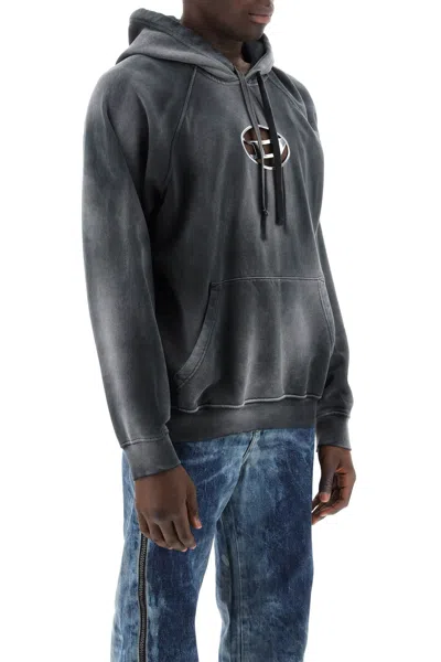 Shop Diesel Hooded Sweatshirt With Oval Logo And D Cut Men In Black