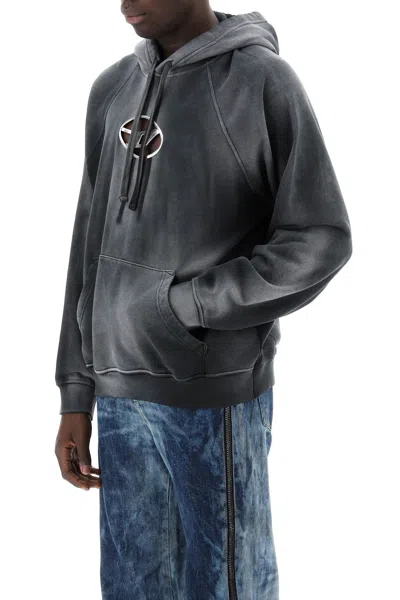 Shop Diesel Hooded Sweatshirt With Oval Logo And D Cut Men In Black