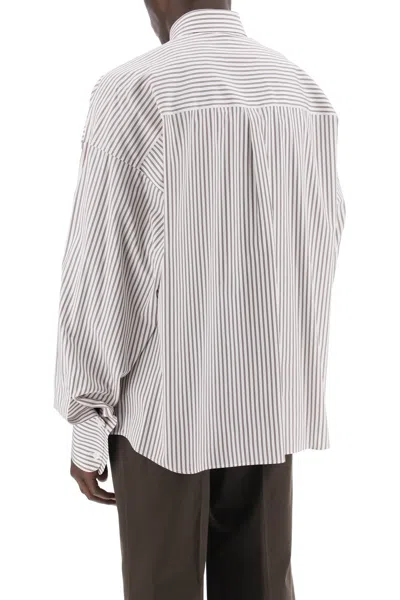 Shop Dolce & Gabbana "oversized Striped Poplin Shirt Men In Multicolor
