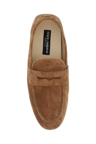 Shop Dolce & Gabbana Calf Suede Driver Shoe Men In Brown