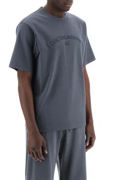 Shop Dolce & Gabbana Cotton T-shirt With Logo Print Men In Gray
