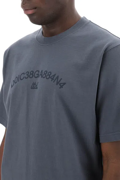 Shop Dolce & Gabbana Cotton T-shirt With Logo Print Men In Gray
