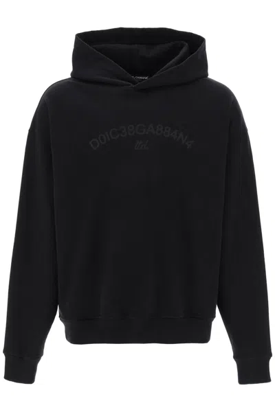 Shop Dolce & Gabbana Hooded Sweatshirt With Logo Print Men In Black