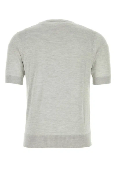Shop Dolce & Gabbana Man Light Grey Silk T-shirt In Gray