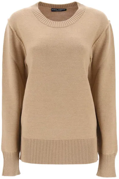 Shop Dolce & Gabbana Oversized Wool Sweater Women In Cream