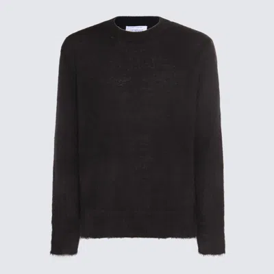 Shop Off-white Black Mohair And Wool Blend Arrow Sweater