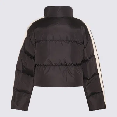 Shop Palm Angels Black And White Puffer Crop Track Down Jacket