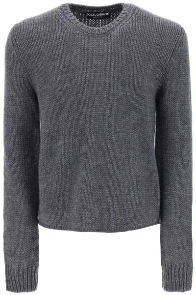 Shop Dolce & Gabbana Wool And Alpaca Sweater Men In Gray