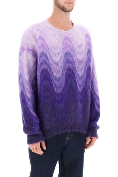 Shop Etro Sweater In Gradient Brushed Mohair Wool Men In Purple