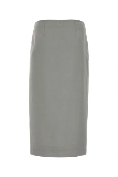 Shop Fendi Woman Light Grey Mohair Blend Skirt In Gray