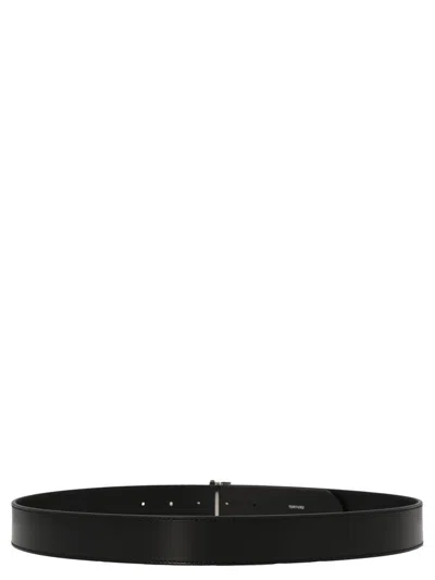 Shop Tom Ford Logo Buckle Belt In Black