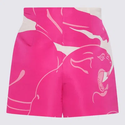 Shop Valentino Pink Pp Leopard Print Grosgrain Short