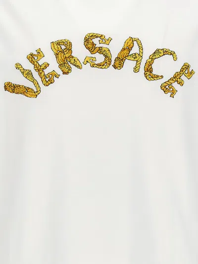 Shop Versace Logo Embroidery T-shirt In White