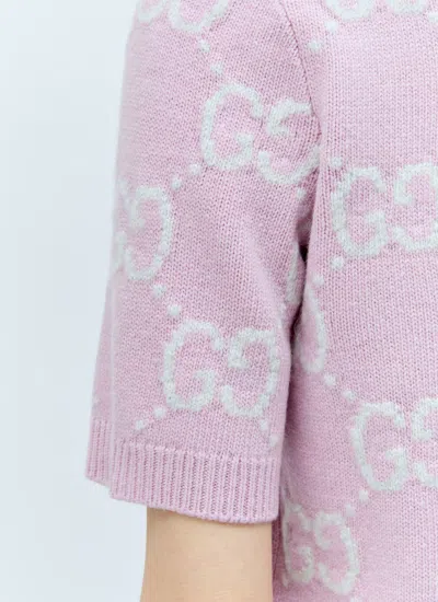 Shop Gucci Women Gg Knit Wool Top In Pink